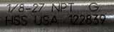 Contender 212749 Taper Pipe Tap 4 Flute 1/8-27 NPT HSS 6OAL 122839