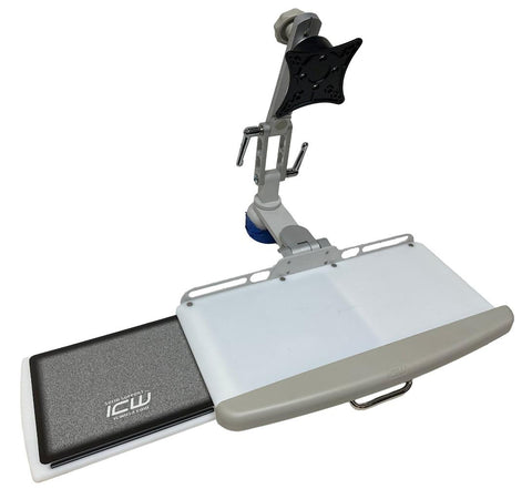ICW USA Adjustable Medical Workstation Desk Mount Monitor Arm & Keyboard Tray