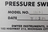 Dwyer 1823-1 Pressure Switch 120-480VAC 1/8" NPT 10 PSI 0.3-1.0" W.C.