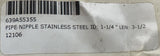 Unbranded Stainless Steel Pipe Nipple 1-1/4" X 3-1/2"