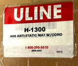Uline H-1300 Anti-Static Mat W/ Grounding Cord 4' X 6' 3/8" Thick