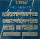 TRW 5/16" DS Milled Proj Thread Chasers To Cut 3.5 mm 45° Chamfer 15° Face Grind