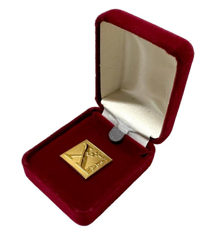 Collectible Xerox "X" Teams Employee Gold Colored Pin w/ Red Jewelry Gift Box