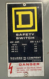 Square D HU365 Safety Switch Disconnect 400A 600VAC