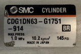 SMC CDG1DN63-G1751-914 Pneumatic Cylinder 145 PSI