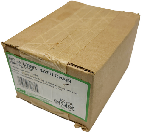 Columbus McKinnon CM 683456 #40 Sash Chain 100' Zinc Plated 140lbs Capacity