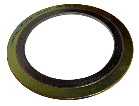 Lot of (2) LoneStar 4"-150# Spiral Wound Flange Gasket ASME B16.20 SS304/FG