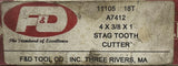 F & D Tool 11097 Stag Tooth Cutter 4" X 3/8" X 1" HSS