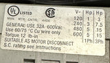 Allen-Bradley 194E-E32-1753 Disconnect Load Switch Series B 32A 3 Poles w/ Knob