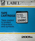 K-Sun 206BC Tape Cartridge Black On Clear 1/4"