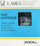 K-Sun 218WC Tape Cartridge White On Clear 3/4"