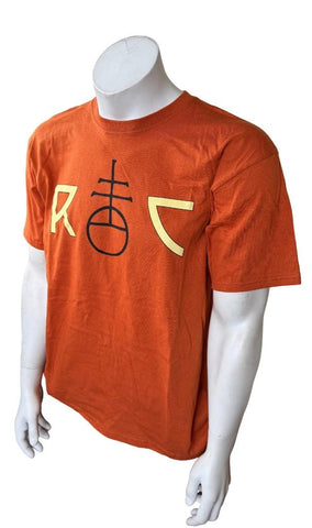 Anvil Men's Roycroft Campus The Fraternity Graphic Orange Shirt Size Large