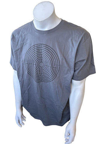 Anvil Organic Men's Labyrinth Maze Graphic Gray Short Sleeve Shirt Size Large