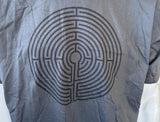 Anvil Organic Men's Labyrinth Maze Graphic Gray Short Sleeve Shirt Size Large