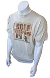 Anvil Men's I Golf Therefore I Am Graphic Beige Short Sleeve Shirt Size Large
