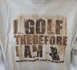 Anvil Men's I Golf Therefore I Am Graphic Beige Short Sleeve Shirt Size Large