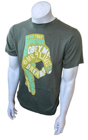 Anvil Men's Puma Obey Me Mr 9 Lives Graphic Olive Short Sleeve Shirt Size Medium