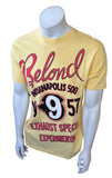 IZOD Men's Belond Exhaust Special Indianapolis 500 1957 Yellow Shirt Size L