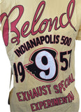 IZOD Men's Belond Exhaust Special Indianapolis 500 1957 Yellow Shirt Size L