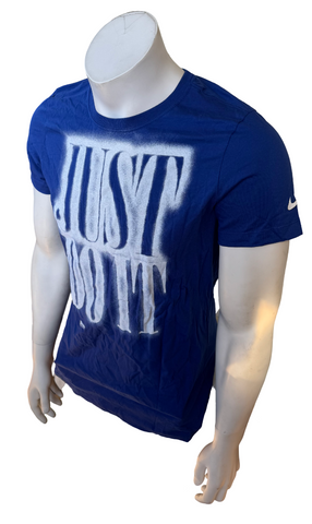 Nike Men's Slim Fit Graphic Just Do It Blue Short Sleeve Shirt Size X-Large
