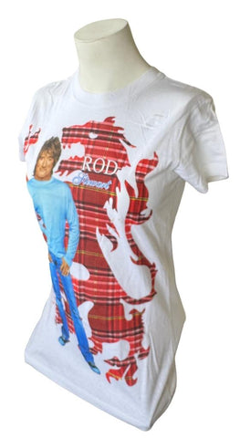 Tulex Women's Rod Stewart Graphic Gray Short Sleeve Shirt Size Small