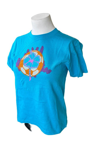 Puma Women's Soccer Flower Graphic Teal Short Sleeve Shirt Size Medium