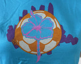 Puma Women's Soccer Flower Graphic Teal Short Sleeve Shirt Size Medium