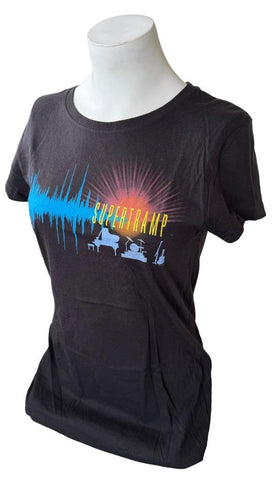 Alstyle Women's Supertramp 2011 Tour Graphic Black Short Sleeve Shirt Size Large