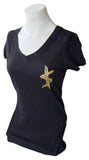 Pimatee Women's Kesha Gold Money Print KS Graphic Black Shirt Size Medium