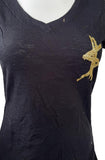 Pimatee Women's Kesha Gold Money Print KS Graphic Black Shirt Size Medium