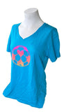 Puma Women's Soccer Ball Heart Graphic Teal Short Sleeve Shirt Size Medium
