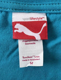 Puma Women's Soccer Ball Heart Graphic Teal Short Sleeve Shirt Size Medium