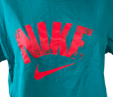 Nike Women's Cracked Logo Swoosh Slim Fit Teal Short Sleeve Shirt Size XL