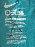 Nike Women's Cracked Logo Swoosh Slim Fit Teal Short Sleeve Shirt Size XL