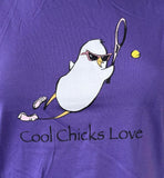 Cool Chicks Club Women's Cool Chicks Love Tennis Graphic Purple Shirt Size Small
