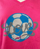 Puma Women's Love Soccer Graphic Pink Short Sleeve Shirt Size Medium