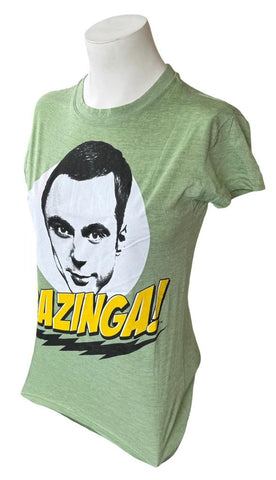 Ripple Junction Women's The Big Bang Theory Bazinga! Green Shirt Size Medium