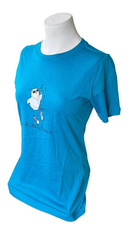 Cool Chicks Club Women's Cool Chicks Dance Graphic Blue Shirt Size Small
