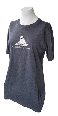 Cool Chicks Club Women's Cool Chicks Are Twisted Graphic Gray Shirt Size Large