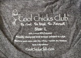 Cool Chicks Club Women's Cool Chicks Are Twisted Graphic Gray Shirt Size Large