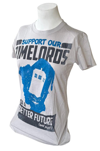 Ripple Junction Women's Doctor Who Support Our Timelords Gray Shirt Size Medium