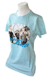 Tultex Women's Rascal Flatts Graphic Sky Blue Short Sleeve Shirt Size Large
