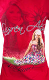 Tultex Women's Lauren Alaina Wildflower Red Short Sleeve Shirt Size Medium