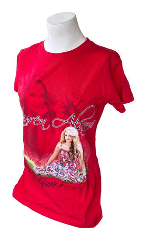 Tultex Women's Lauren Alaina Wildflower Red Short Sleeve Shirt Size Medium