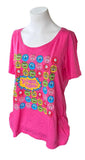 Anvil Women's Yo Gabba Gabba! Graphic Pink Short Sleeve Shirt Size Large