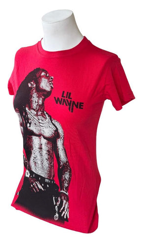 Tultex Women's Lil Wayne Graphic Red Short Sleeve Shirt Size Small