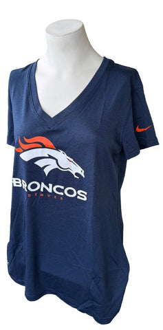 Nike Dri-Fit Women's Denver Broncos Football Navy Short Sleeve Shirt Size Large
