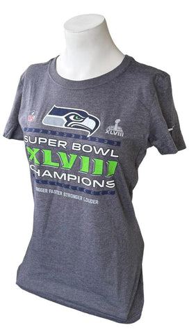 Nike Women's Seattle Seahawks Super Bowl XLVIII Champions Gray Shirt Size Small