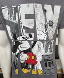 Disney Store Men's Mickey Mouse New York Gray Short Sleeve Shirt Size Small