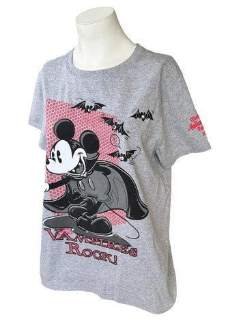Hanes Women's Disney Mickey Mouse Vampires Rock! Gray Shirt Size Medium
